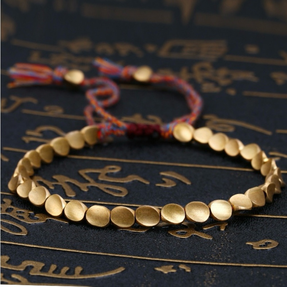 Handmade Tibetan Copper Bead Bracelet for Unisex Adjustable Length